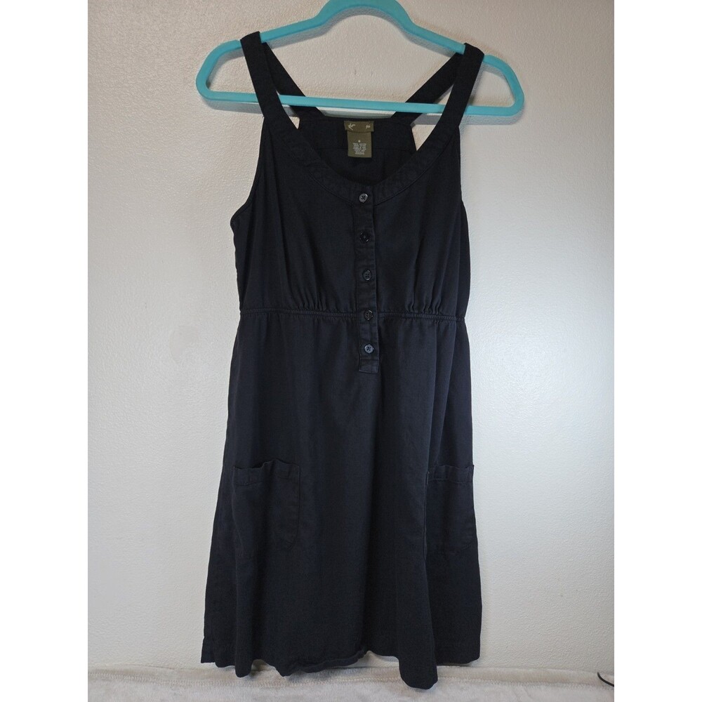Fei for Anthropologie Black Cotton Sleeveless Sundress Pockets Women's Size 6